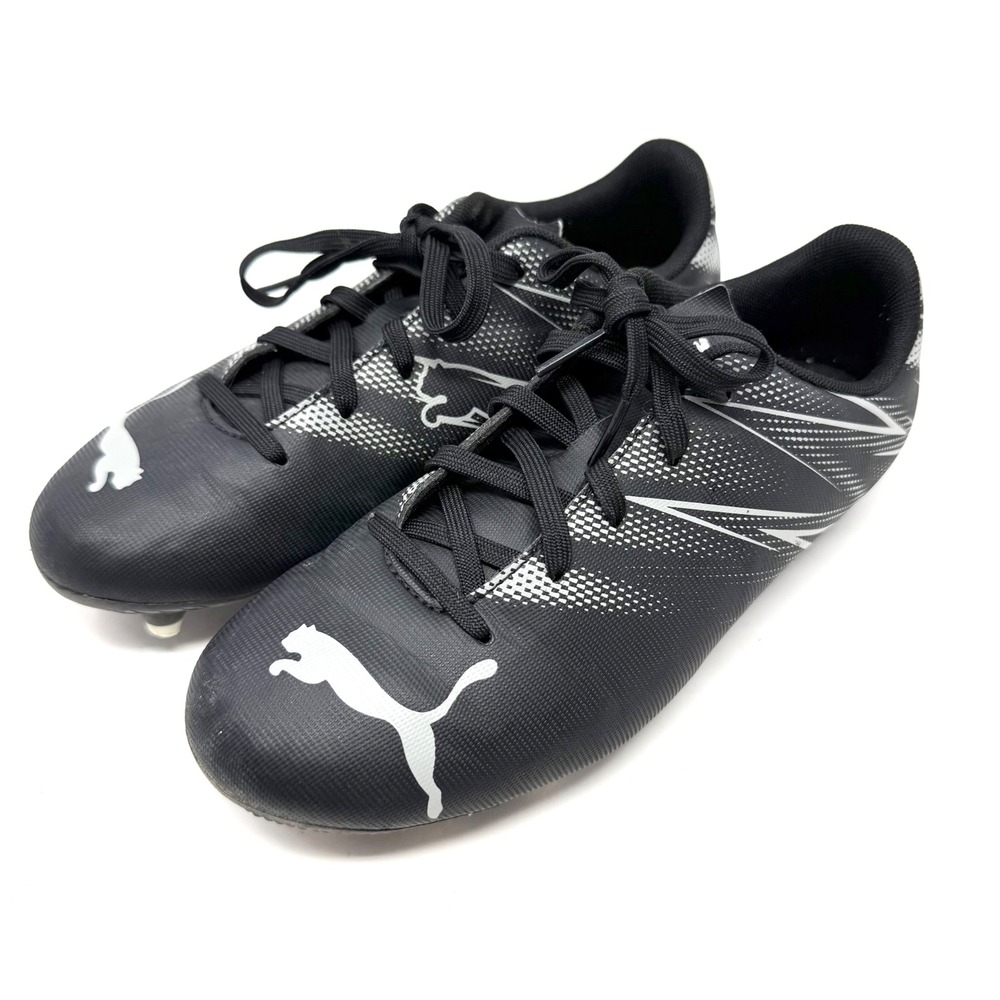 Puma Attancanto FG/AG Kids Soccer Cleats Black Silver 107480-01 Size 3.5Y